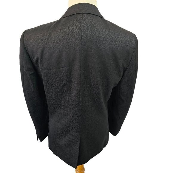 PortoFilo Black Brocade 1 Btn Sport Coat Mens 36 Single Vent Poly Viscose Blend - Picture 3 of 12